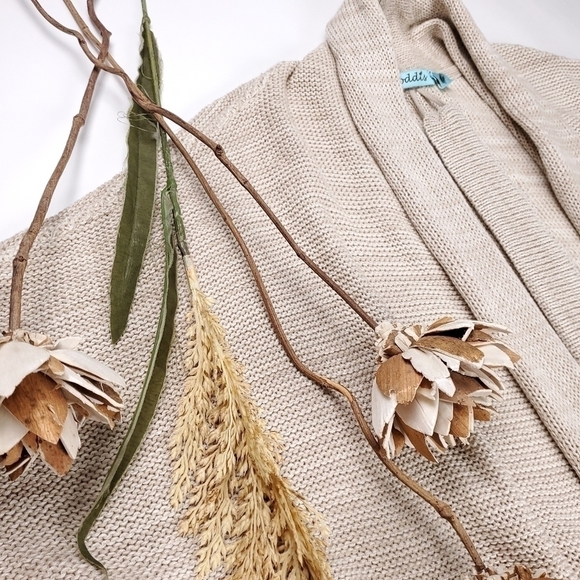 New Revolve Goddis Beige Tan Belted Waterfall Sweater Size Small / Medium - Picture 3 of 12